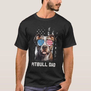 Pitbull Dad American Flag 4th Of July Dog Father's T-Shirt