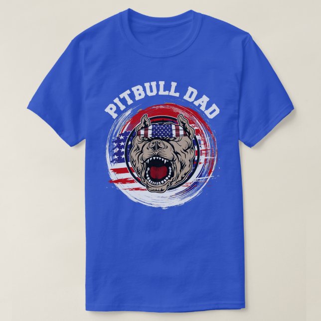 Pitbull Dad American Pit Bull Dog US Flag 4th Of J T-Shirt (Design Front)