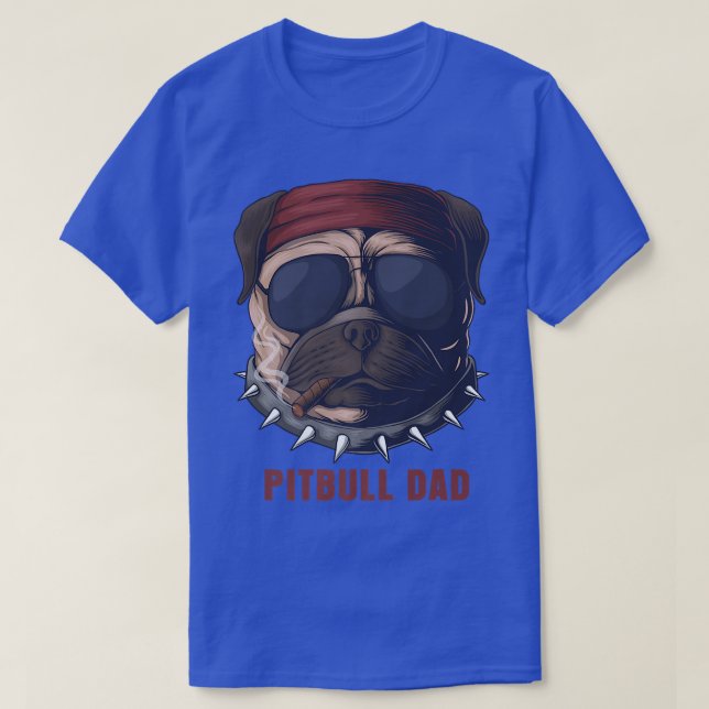 Pitbull Dad American Pit Bull Dog US Flag 4th Of J T-Shirt (Design Front)