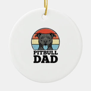 Pitbull Dad Vintage Dog Lover Shirt Design (2)_1 Ceramic Ornament