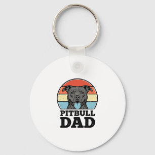Pitbull Dad Vintage Dog Lover Shirt Design (2)_1 Keychain