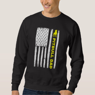 Pitbull Dad Vintage Patriotic with American Flag 1 Sweatshirt