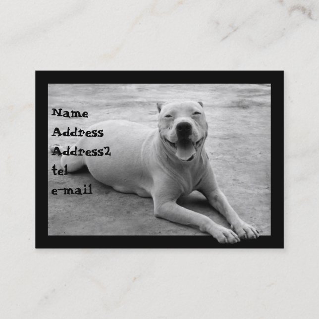 Pitbull dans le carte de visite noir et blanc (Devant)