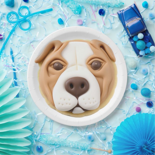 Pitbull Dog 3D Inspired Paper Plate (Party)