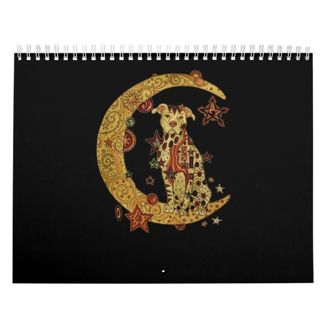 Pitbull dog and moon calendar (Cover)
