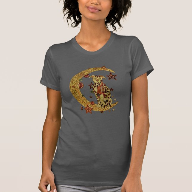 Pitbull dog and moon T-Shirt (Front)