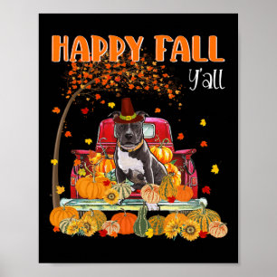 Pitbull Dog Autumn Fall Pumpkin Truck Mappe Thanks Poster