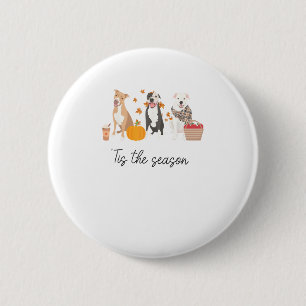 Pitbull Dog Autumn Fall Thanksgiving Tis The Seaso 2 Inch Round Button
