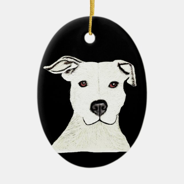 Pitbull dog breed ceramic ornament (Front)