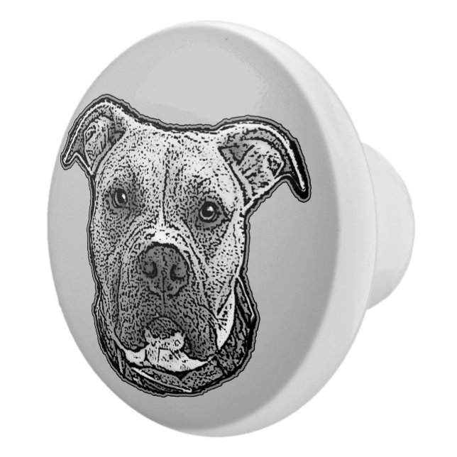 Pitbull dog ceramic drawer knob pull (Right)