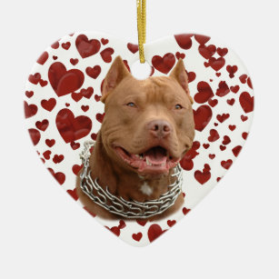 Pitbull dog ceramic ornament