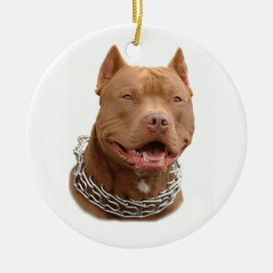 Pitbull dog ceramic ornament