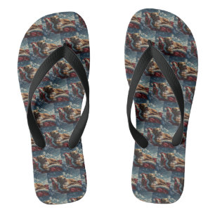 Pitbull Dog Christmas Festive Flip Flops
