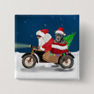 Pitbull Dog Christmas Santa Claus 2 Inch Square Button