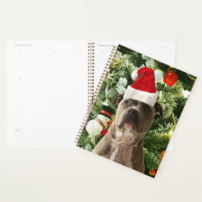 Pitbull Dog Christmas Tree Ornaments Snowman Planner (Display)