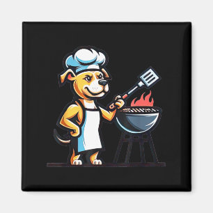 Pitbull dog doing barbecue dog lover funny grill magnet
