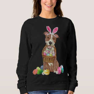Pitbull Dog Easter Day Bunny Eggs Easter Costume B Sweatshirt