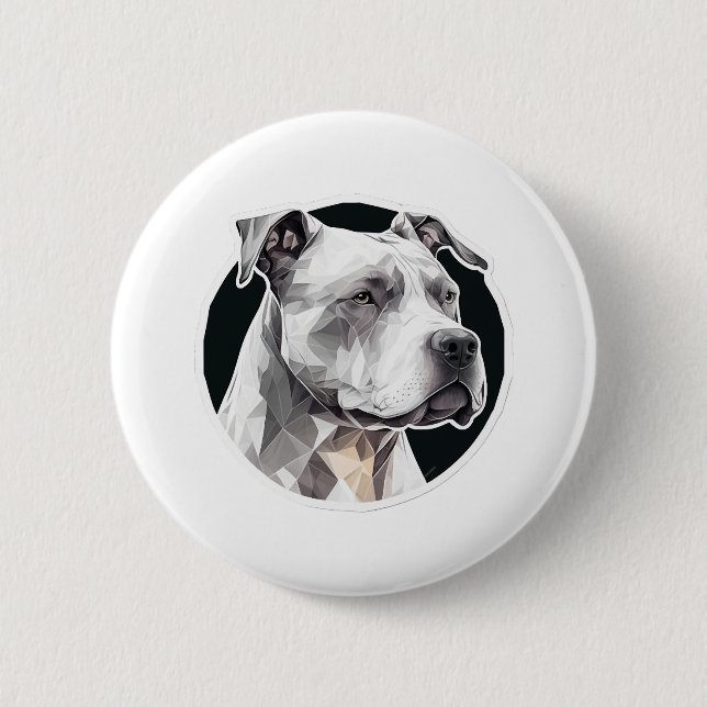 Pitbull dog face 2 inch round button (Front)