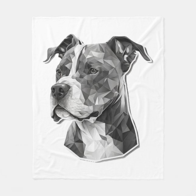 Pitbull dog face fleece blanket (Front)