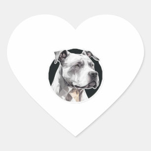 Pitbull dog face heart sticker