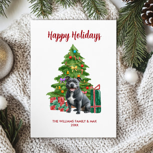 Pitbull Dog Family Christmas Holiday Card
