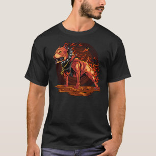 Pitbull Dog From Hell Pit Bull Terrier With Flames T-Shirt