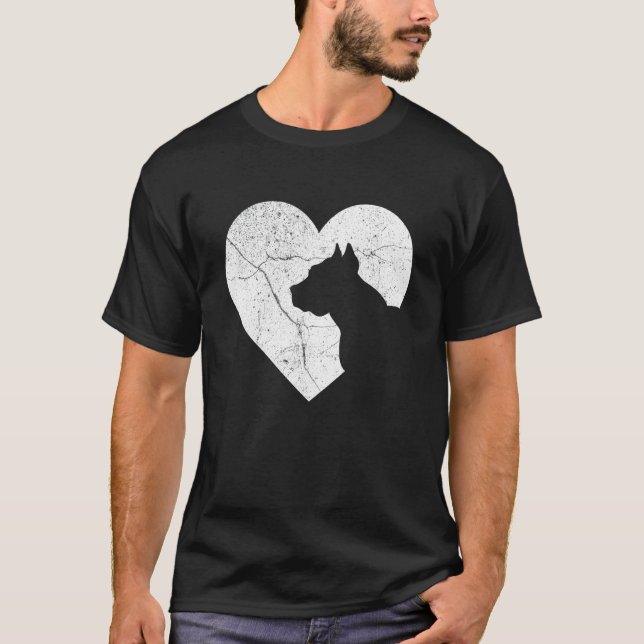 Pitbull Dog Funny Heart Valentine's Day Dog Dad Mo T-Shirt (Front)