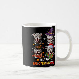 Pitbull Dog Hallothanksmas Halloween Thanksgiving Coffee Mug