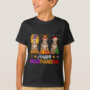 Pitbull Dog Halloween Christmas Hallothanksmas 1  T-Shirt