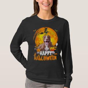 Pitbull Dog Happy Halloween Day With The Moon And T-Shirt