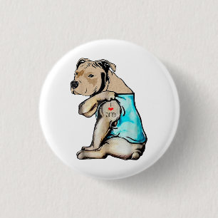 Pitbull Dog I Love Dad Tattoo Funny Family 1 Inch Round Button