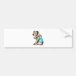 Pitbull Dog I Love Dad Tattoo Funny Family Bumper Sticker