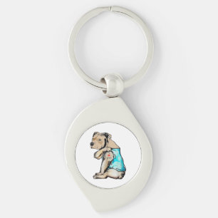 Pitbull Dog I Love Dad Tattoo Funny Family Keychain