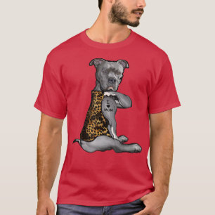 Pitbull Dog i love mom tattoo funny  T-Shirt