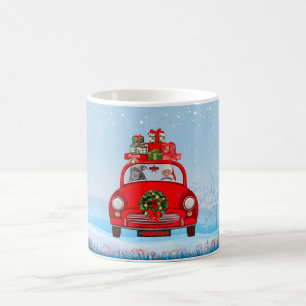 Pitbull Dog In Car With Santa Claus  Coffee Mug