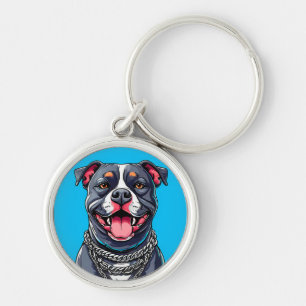Pitbull dog keychain