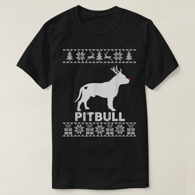 Pitbull Dog Lover Christmas Reindeer Ugly Christma T-Shirt (Design Front)