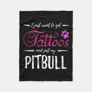 Pitbull Dog Lover Tattoo Shirt Funny Dog Mom Gift  Fleece Blanket