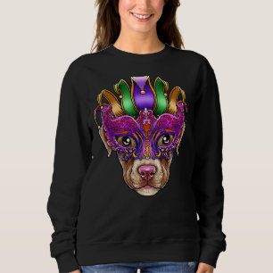 Pitbull Dog Mardi Gras Mask Jester Hat Pit Bull Pu Sweatshirt