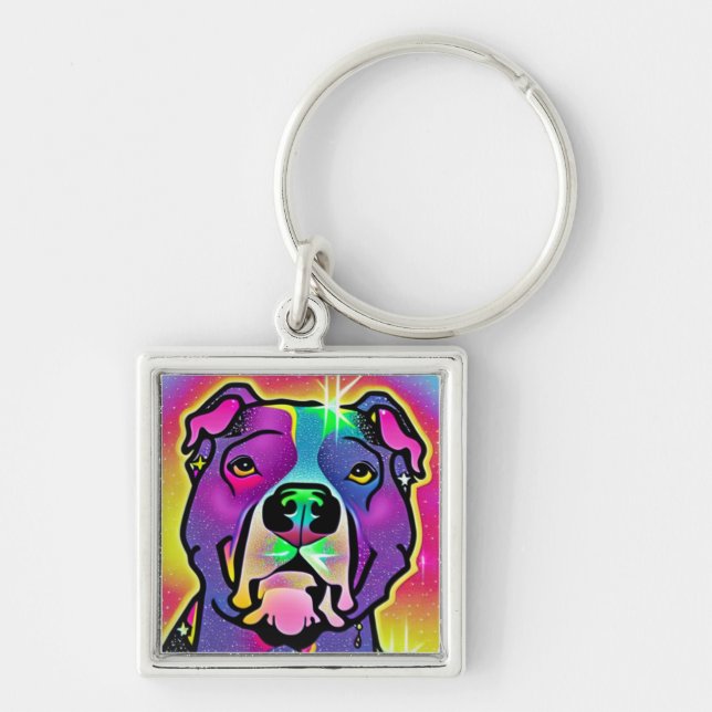 Pitbull Dog Pop Art    Keychain (Front)