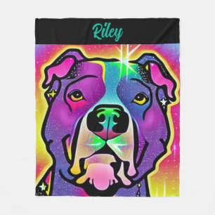 Pitbull Dog Pop Art Personalized Fleece Blanket