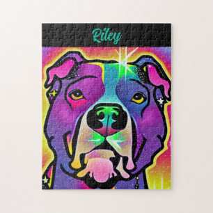 Pitbull Dog Pop Art Personalized Jigsaw Puzzle