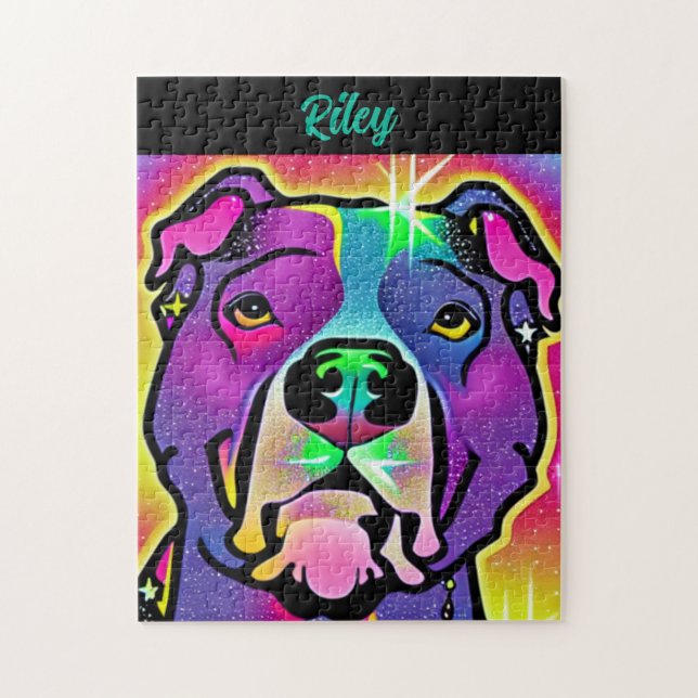 Pitbull Dog Pop Art Personalized   Jigsaw Puzzle (Vertical)
