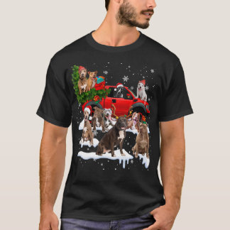 Pitbull Dog Red Truck Christmas Tree Santa Ugly Xm T-Shirt
