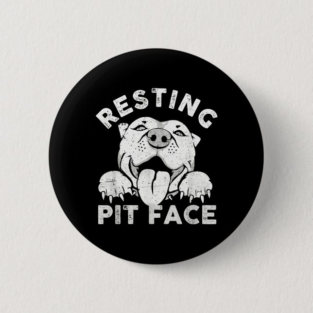 Pitbull Dog Resting Pit Face Sarcastic Humour 2 Inch Round Button (Front)