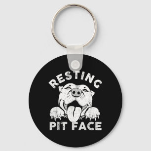 Pitbull Dog Resting Pit Face Sarcastic Humour Keychain