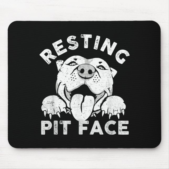 Pitbull Dog Resting Pit Face Sarcastic Humour Mouse Pad (Front)