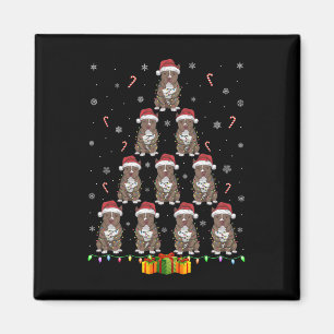 Pitbull Dog Santa Hat Xmas Lights Men Women Christ Magnet