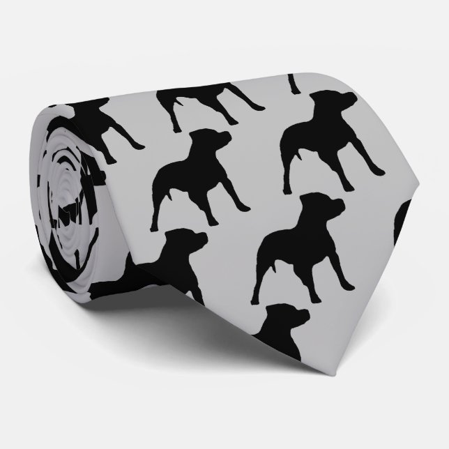Pitbull Dog Silhouette Tie (Rolled)