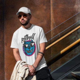 Pitbull Dog Sunglasses Cartoon  T-Shirt